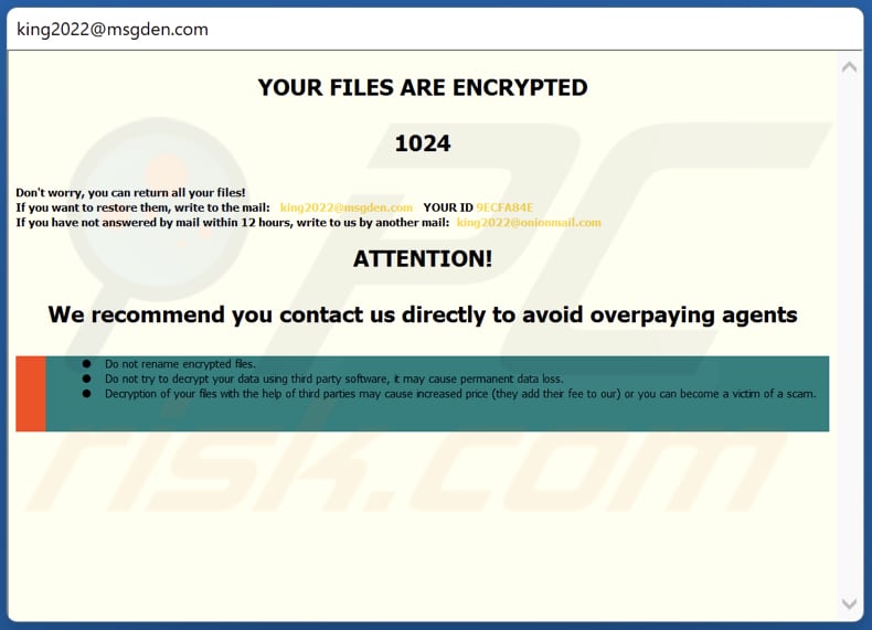 Okno pop-up ransomware Gnik