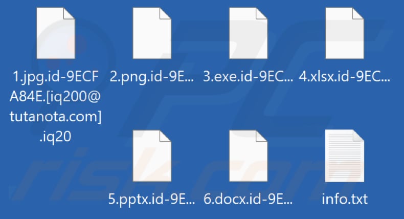 Pliki zaszyfrowane przez ransomware Iq20 (rozszerzenie .iq20)