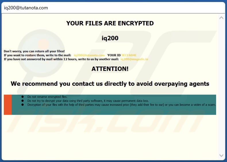 Okno pop-up ransomware Iq20