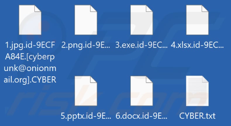 Pliki zaszyfrowane przez ransomware Cyberpunk (rozszerzenie .CYBER)