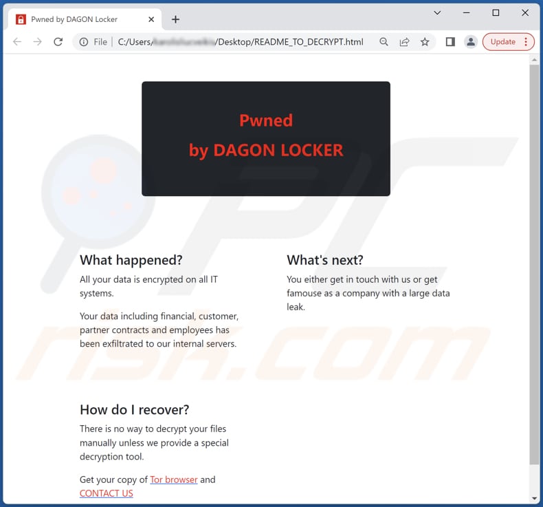 Plik html ransomware DAGON LOCKER (README_TO_DECRYPT.html)