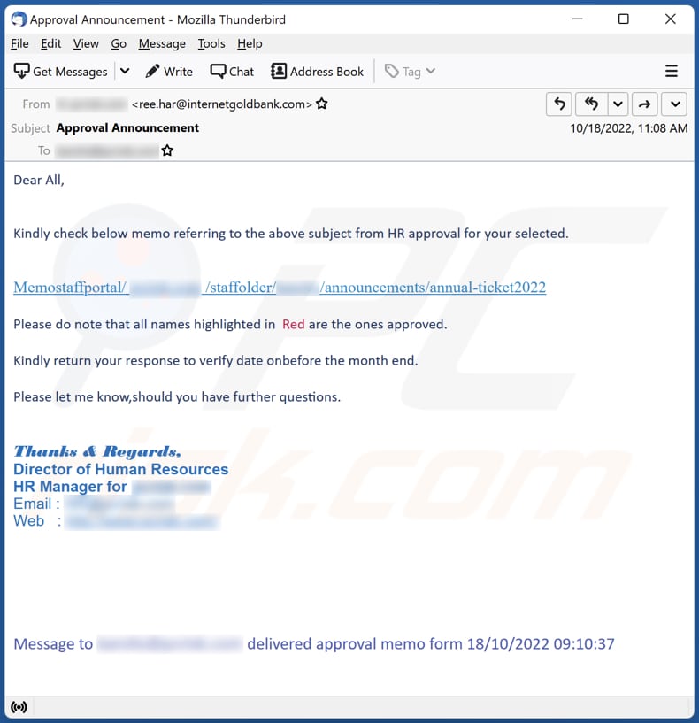 Kampania spamowa HR (Human Resources)