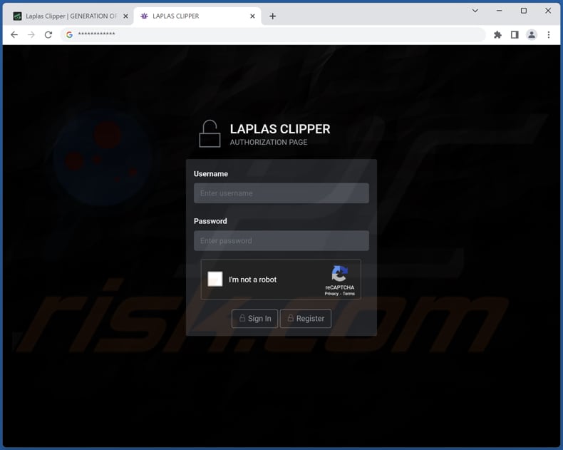 Strona logowania administratora malware laplas clipper