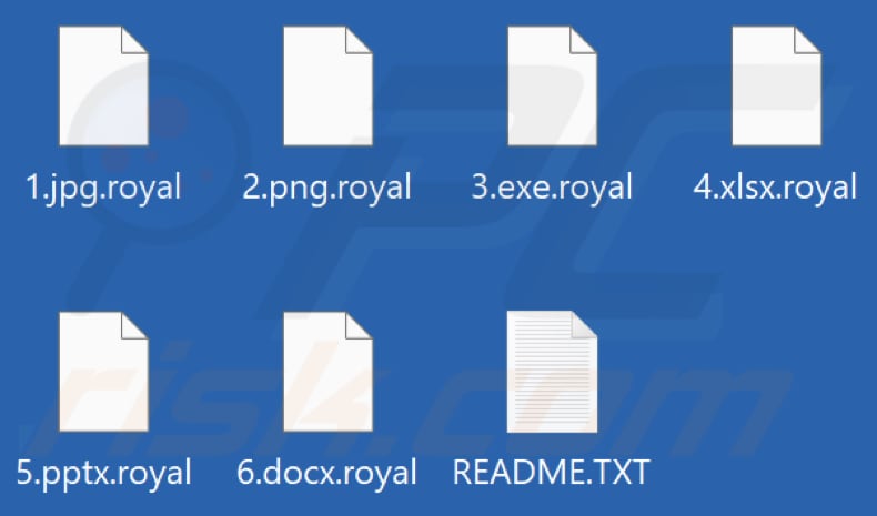 Pliki zaszyfrowane przez ransomware Royal (rozszerzenie .royal)