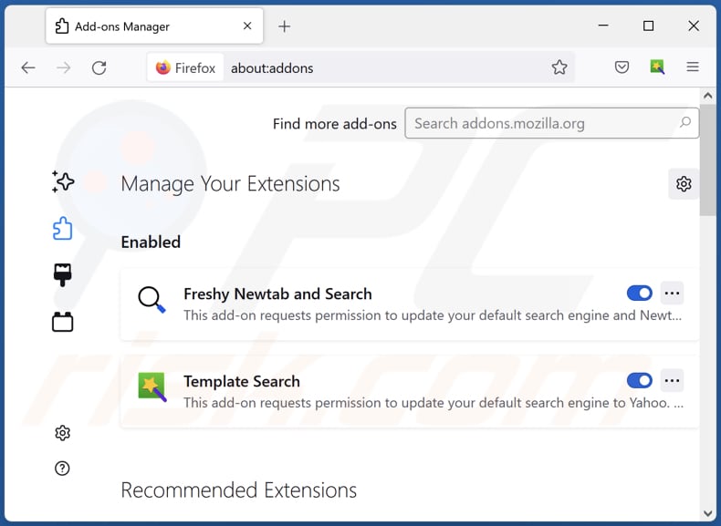 Usuwanie rozszerzeń Mozilla Firefox powiązanych z securesearch.pro