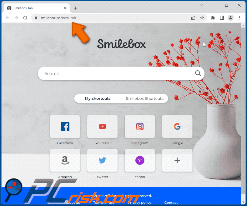 Porywacz przeglądarki smilebox tab smilebox.co pokazuje wyniki yahoo