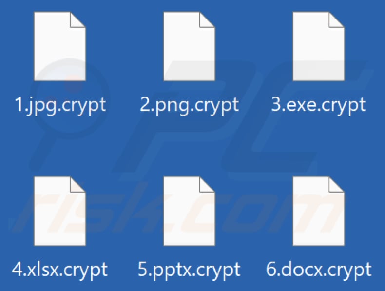Pliki zaszyfrowane przez ransomware ARCrypter (rozszerzenie .crypt)