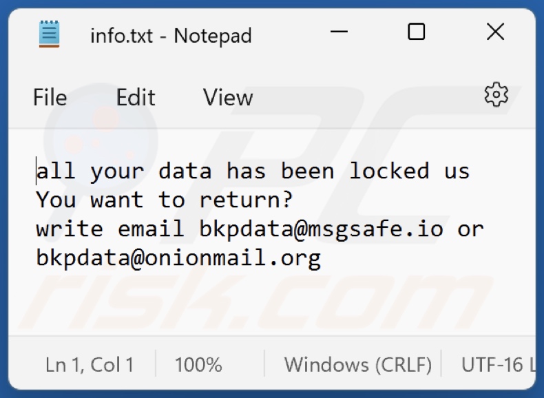 Plik tekstowy ransomware bDAT (info.txt)
