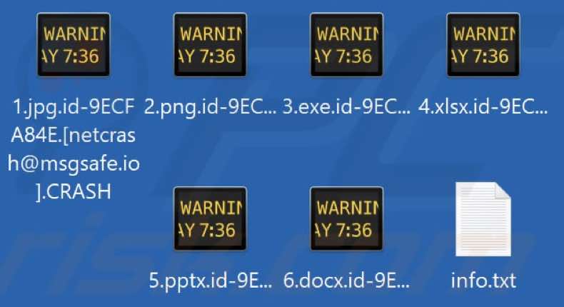 Pliki zaszyfrowane przez ransomware CRASH (rozszerzenie .CRASH)