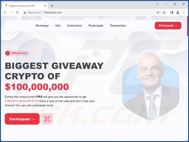 Oszustwo FIFA Crypto Giveaway