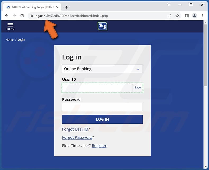 fifth third bank Strona phishingowa wyłudzająca informacje