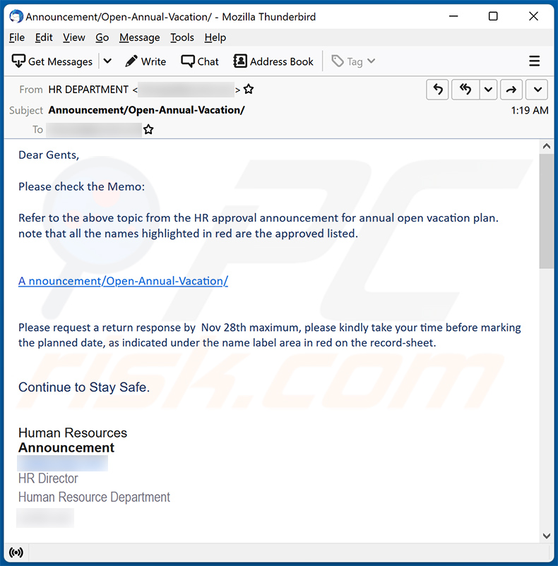 Oszustwo e-mailowe HR (Human Resources) (2022-11-25)