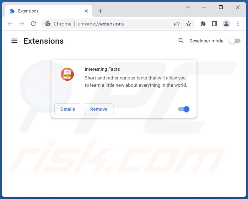 Usuwanie rozszerzeń powiązanych z search.interestfact.com z Google Chrome