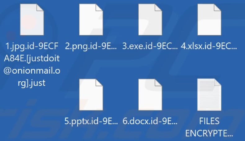 Pliki zaszyfrowane przez ransomware Just (rozszerzenie .just)