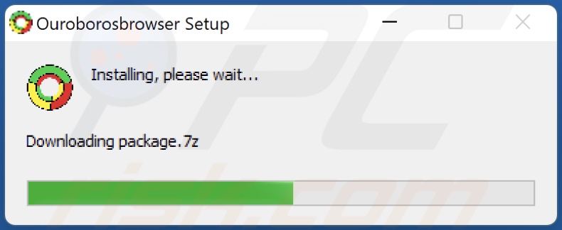Pop-up instalacji niechcianej aplikacji przeglądarki Ouroboros