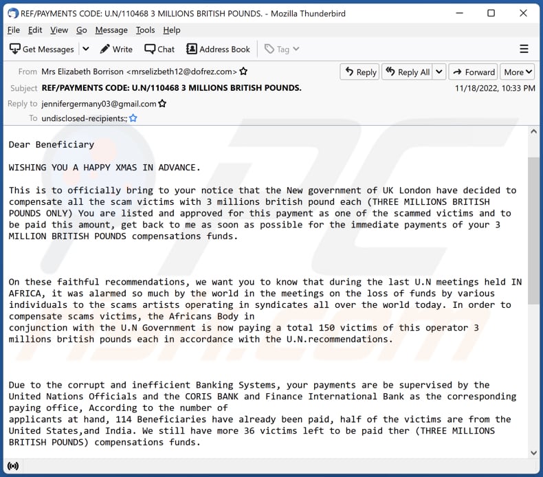 E-mailowa kampania spamowa Scam Victim Compensation Funds