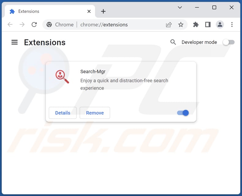 Usuwanie rozszerzeń powiązanych z searchmgr.online z Google Chrome