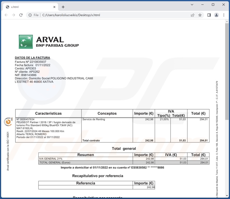 Przebrany dokument wyświetlany przez malware StrelaStealer