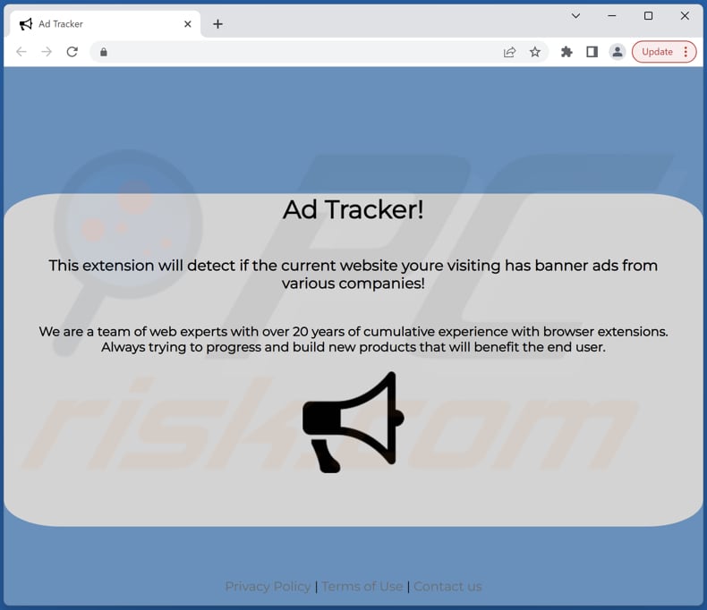 Witryna promująca adware ads tracker