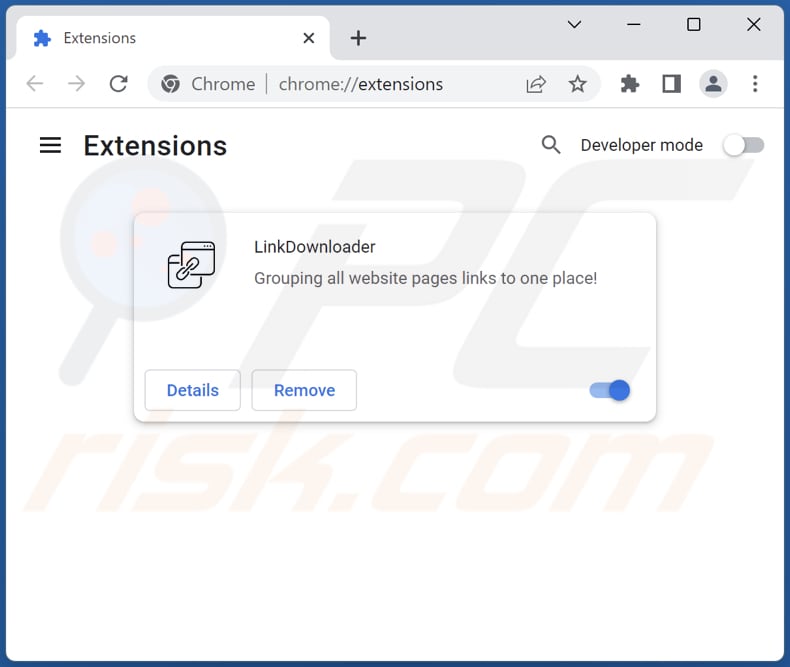 Usuwanie adware LinkDownloader z Google Chrome krok 2
