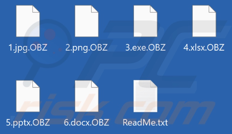 Pliki zaszyfrowane przez ransomware OBZ (rozszerzenie .OBZ)