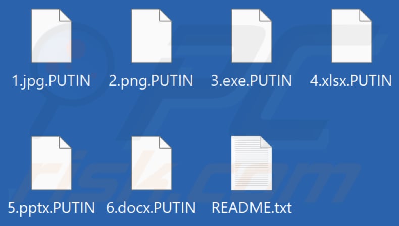 Pliki zaszyfrowane przez ransomware PUTIN (rozszerzenie .PUTIN)