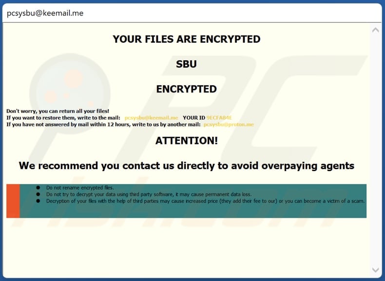 Okno pop-up ransomware SBU