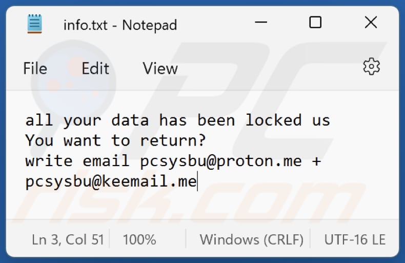 Plik tekstowy ransomware sbu (info.txt)