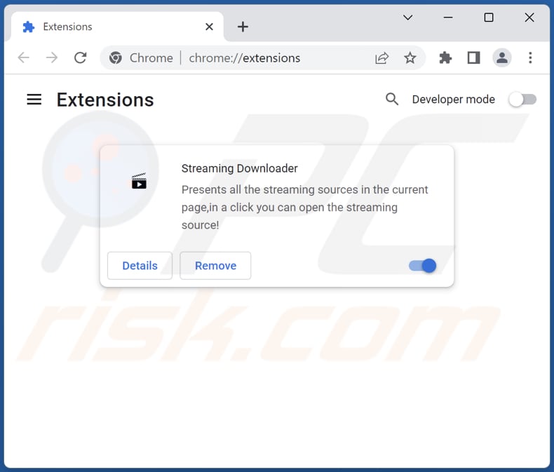 Usuwanie adware Streaming Downloader z Google Chrome krok 2