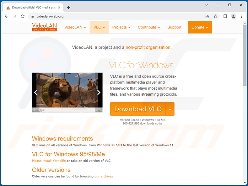 Witryna pobierania fałszywego odtwarzacza VLC Player rozsyłająca złodziej Lumma