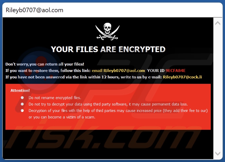 Notatka z żądaniem okupu ransomware Nlb (pop-up)