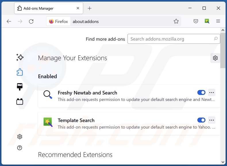 Usuwanie rozszerzeń powiązanych z searchresults.store z Mozilla Firefox