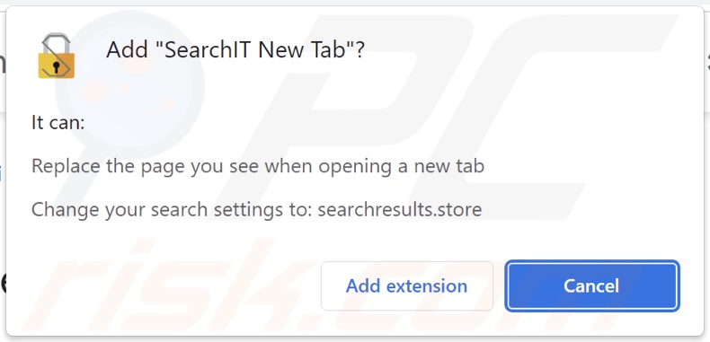 Porywacz przeglądarki SearchIT New Tab proszący o pozwolenia
