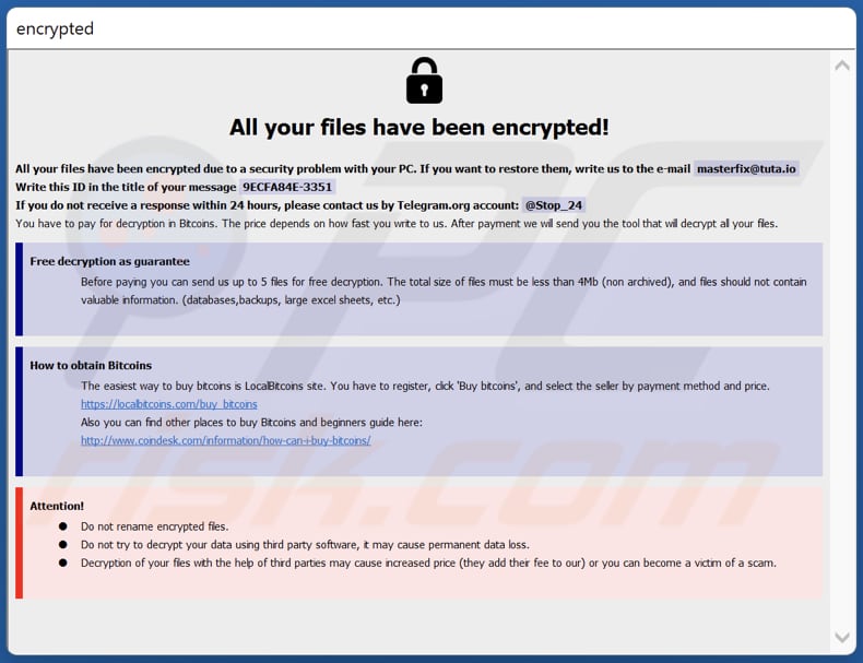 Plik HTA (info.hta) ransomware Unknown