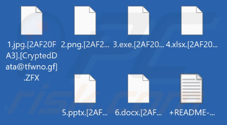 Pliki zaszyfrowane przez ransomware ZFX (rozszerzenie .ZFX)
