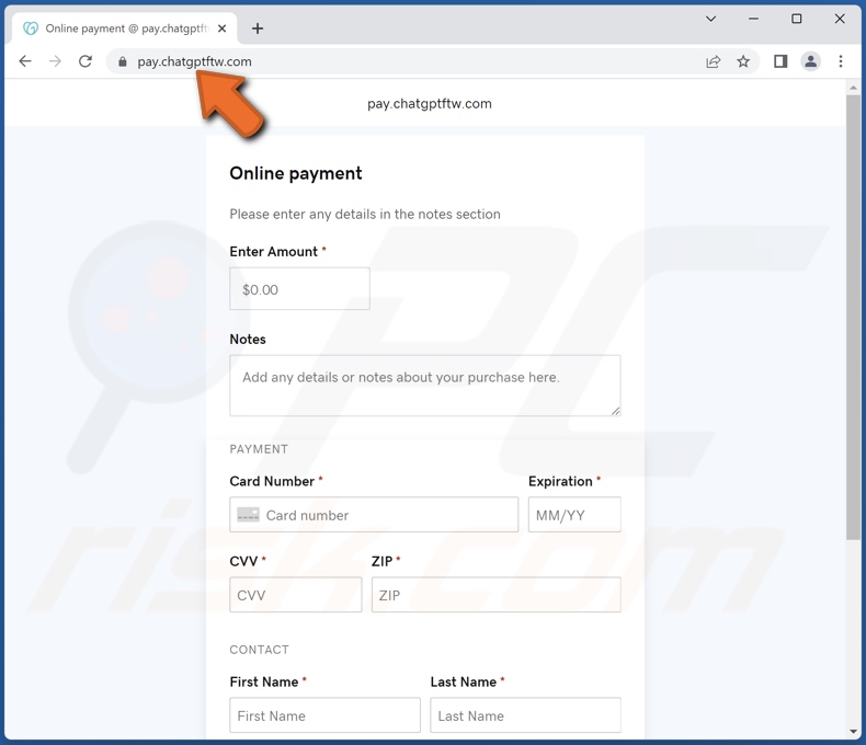Fałszywa witryna płatności ChatGPT używana do phishingu