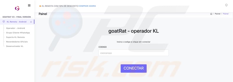 Panel administracyjny malware goatRat