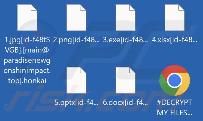 Pliki zaszyfrowane przez ransomware Honkai (Paradise) (rozszerzenie .honkai)