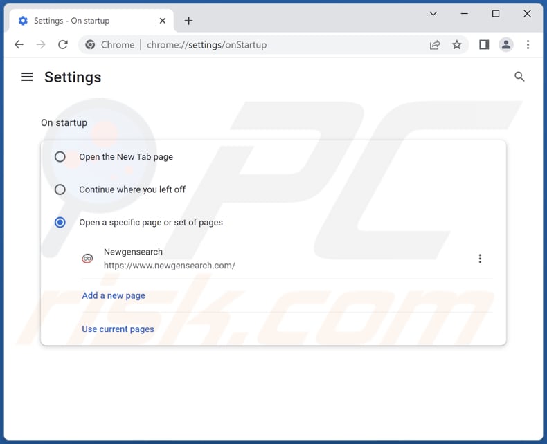 Usuwanie newgensearch.com ze strony domowej Google Chrome