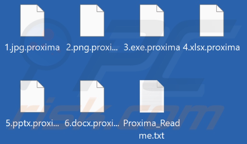 Pliki zaszyfrowane przez ransomware Proxima (rozszerzenie .proxima)