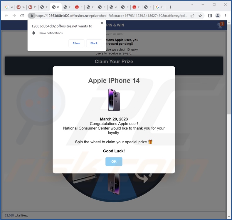 Oszustwo Apple iPhone 14 Winner 