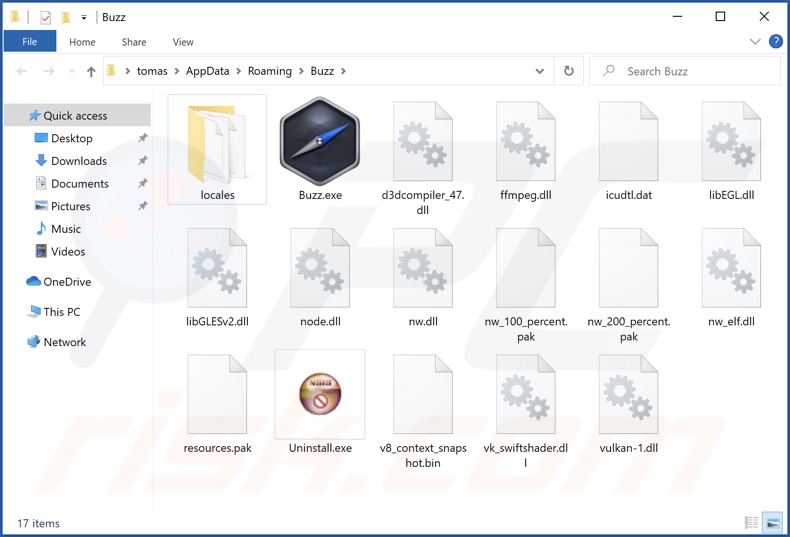Folder instalacyjny adware Buzz