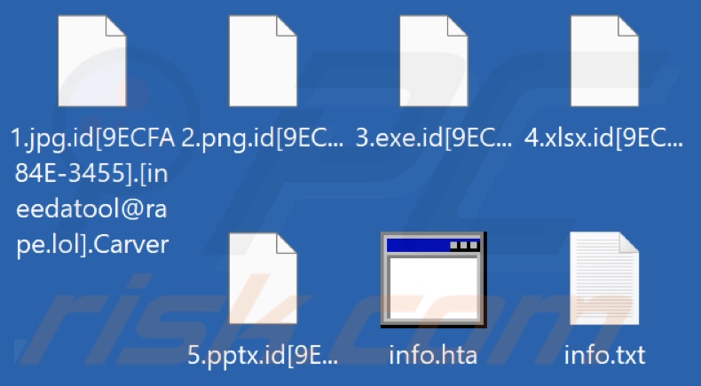Pliki zaszyfrowane przez ransomware Carver (rozszerzenie .Carver)