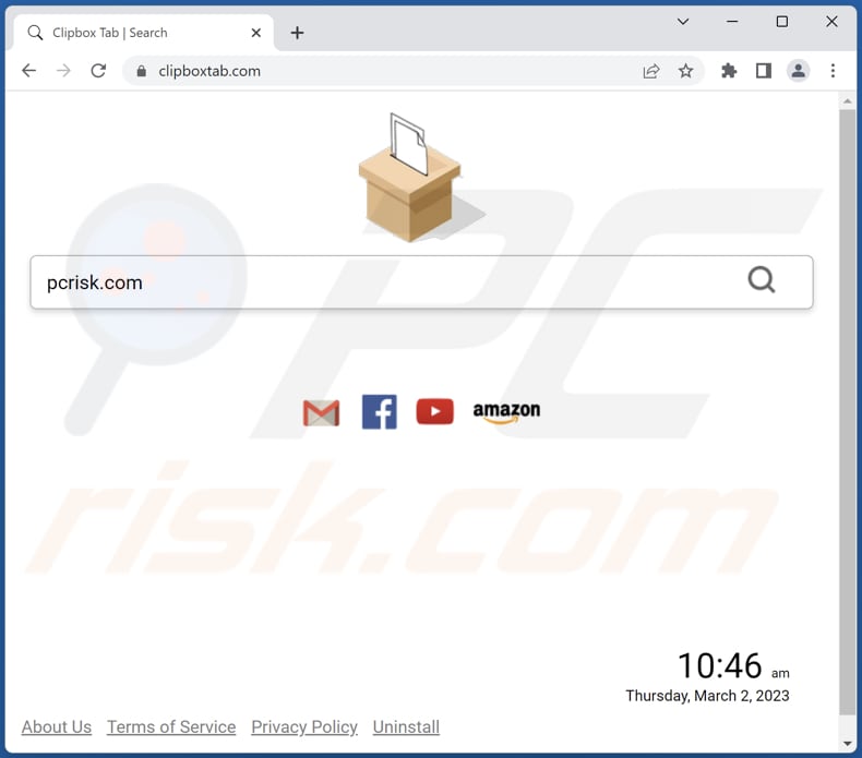 Wygląd porywacza przeglądarki Clipbox Tab clipboxtab.com