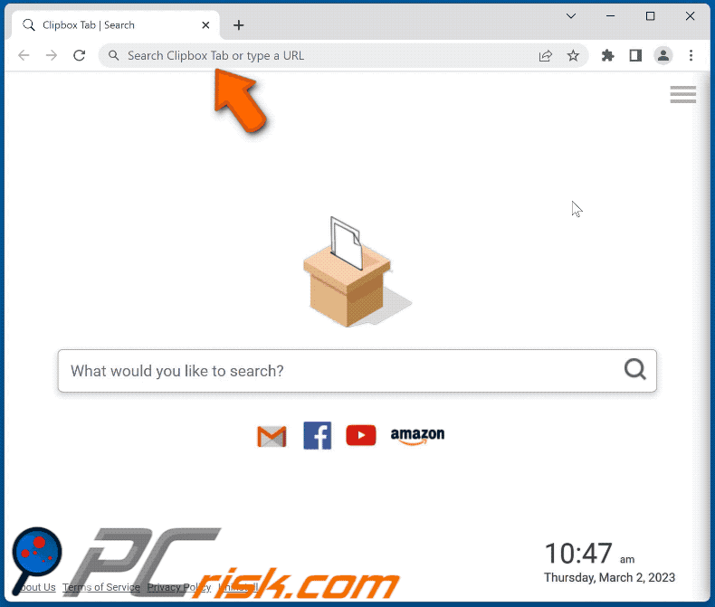 Porywacz przeglądarki Clipbox Tab find.asrcgetit.com pokazujący wyniki bing.com