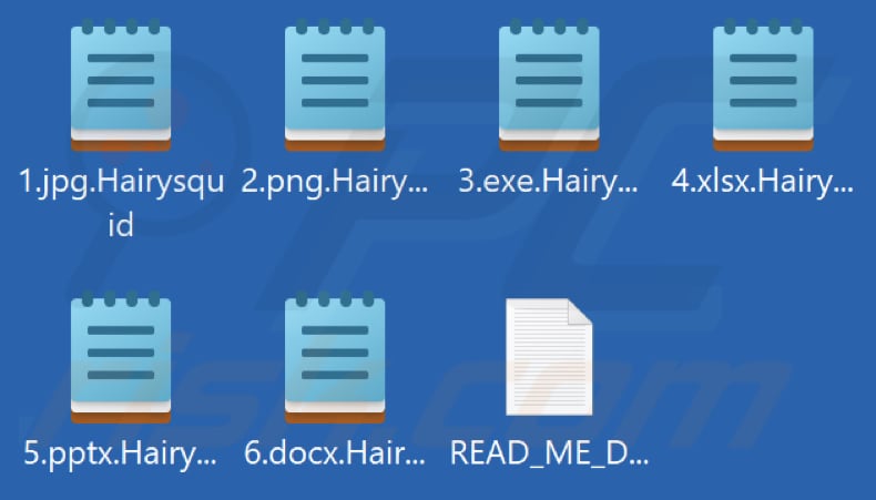 Pliki zaszyfrowane przez ransomware Hairysquid (rozszerzenie .Hairysquid)