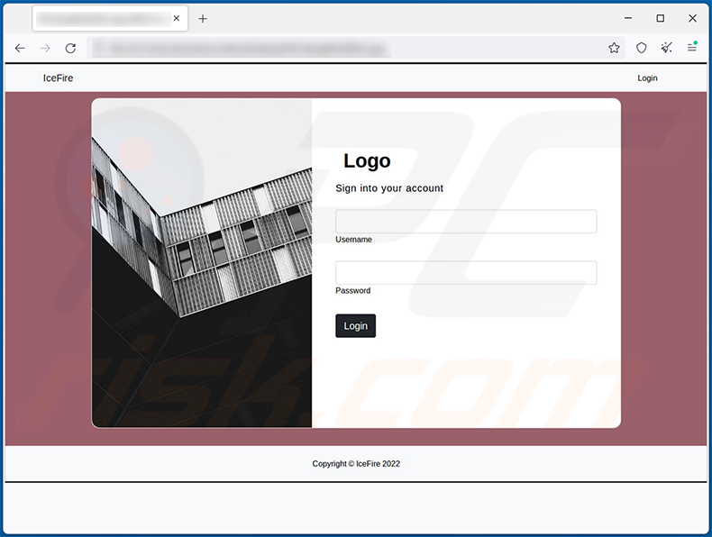 Strona logowania witryny ransomware IceFire