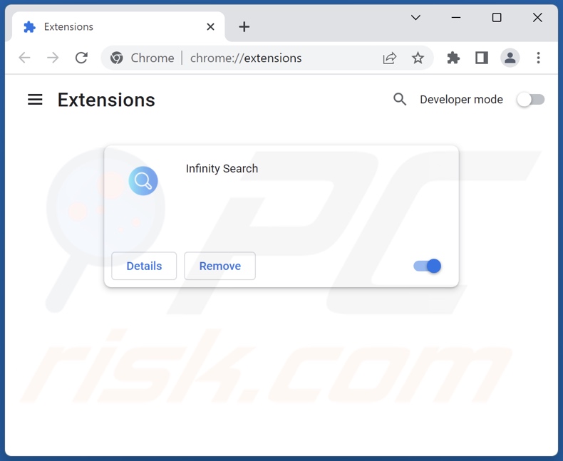 Usuwanie rozszerzeń powiązanych z search.infinity-searches.com z Google Chrome