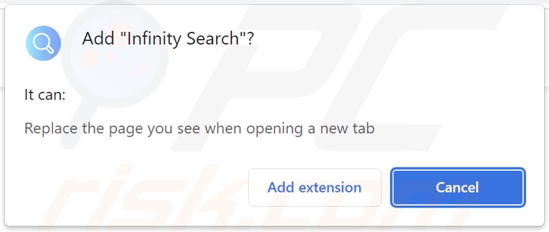 Porywacz przeglądarki Infinity Search proszący o pozwolenia