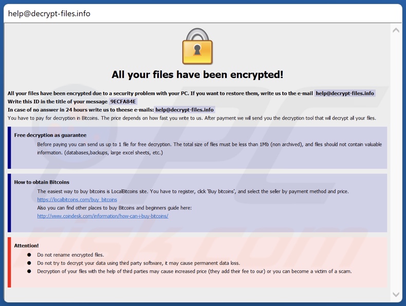 Notatka z żądaniem okupu ransomware Like (Dharma) (pop-up)